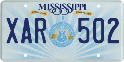MS license plate XAR502
