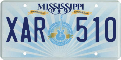 MS license plate XAR510