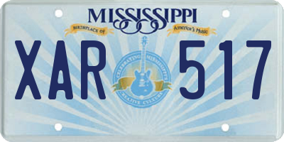 MS license plate XAR517