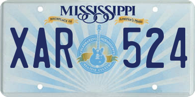 MS license plate XAR524
