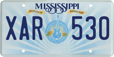 MS license plate XAR530