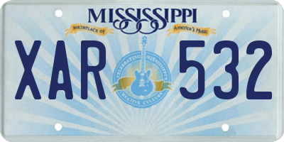 MS license plate XAR532