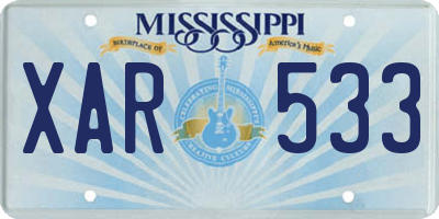 MS license plate XAR533