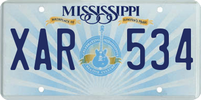MS license plate XAR534