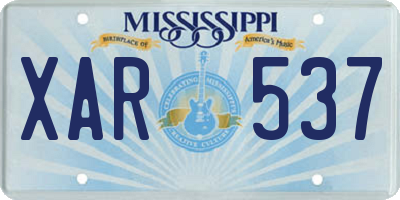 MS license plate XAR537