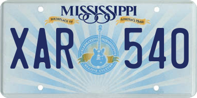 MS license plate XAR540