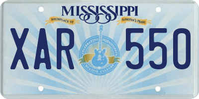 MS license plate XAR550