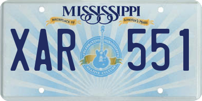 MS license plate XAR551