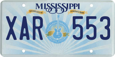 MS license plate XAR553