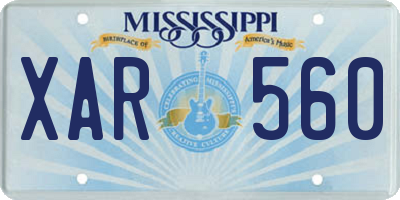 MS license plate XAR560