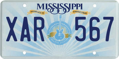 MS license plate XAR567