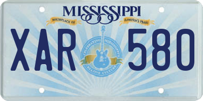MS license plate XAR580