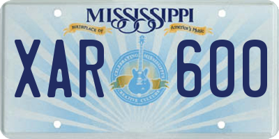 MS license plate XAR600