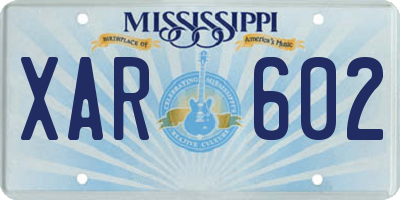 MS license plate XAR602