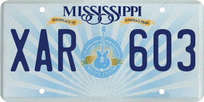 MS license plate XAR603