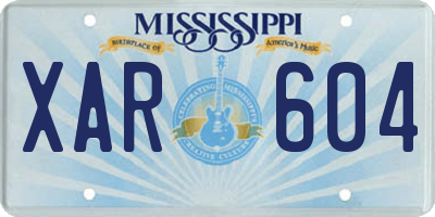 MS license plate XAR604