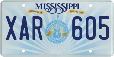 MS license plate XAR605