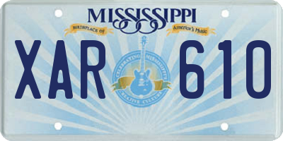 MS license plate XAR610