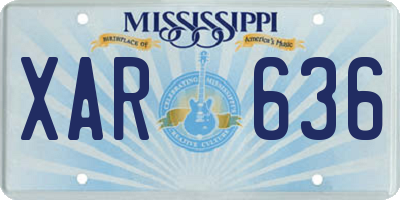 MS license plate XAR636