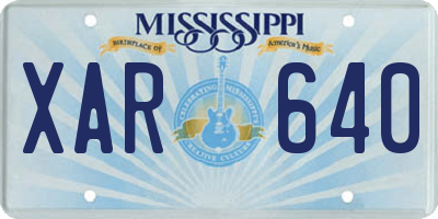 MS license plate XAR640