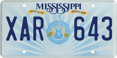 MS license plate XAR643