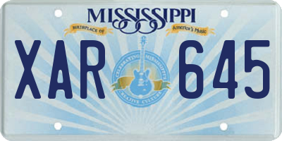MS license plate XAR645