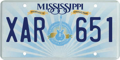 MS license plate XAR651