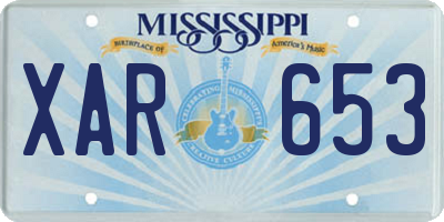 MS license plate XAR653
