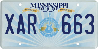 MS license plate XAR663