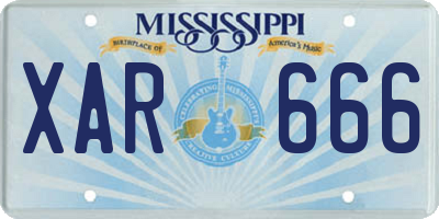 MS license plate XAR666
