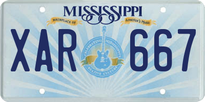 MS license plate XAR667