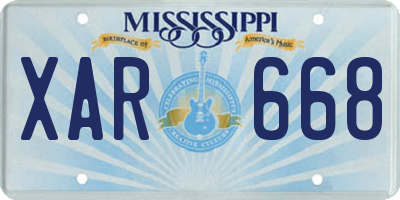 MS license plate XAR668