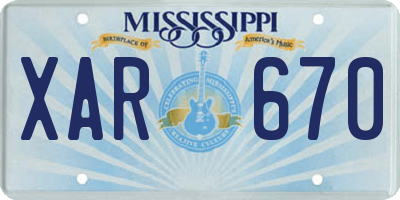 MS license plate XAR670