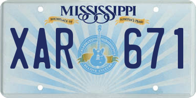 MS license plate XAR671