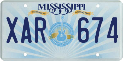 MS license plate XAR674