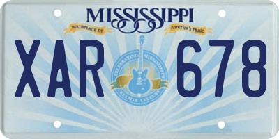 MS license plate XAR678