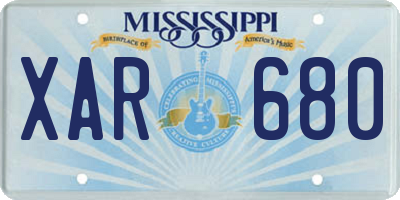 MS license plate XAR680