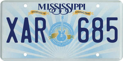 MS license plate XAR685
