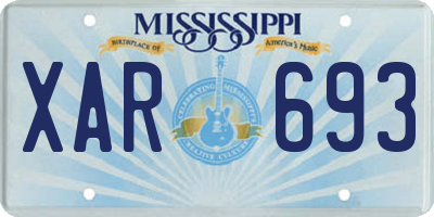 MS license plate XAR693