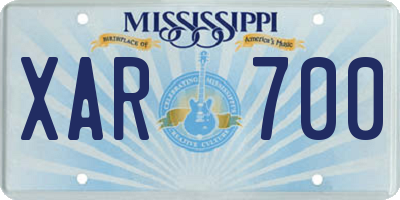 MS license plate XAR700