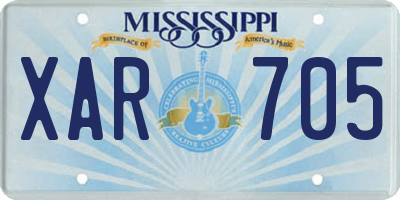 MS license plate XAR705