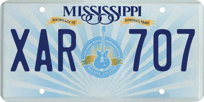 MS license plate XAR707