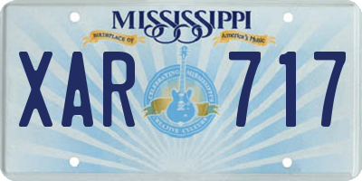 MS license plate XAR717