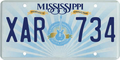 MS license plate XAR734