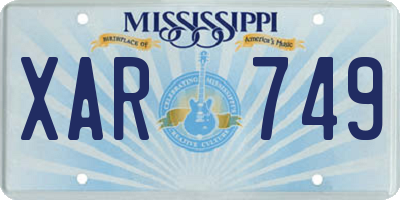 MS license plate XAR749