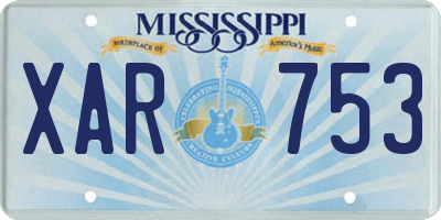 MS license plate XAR753