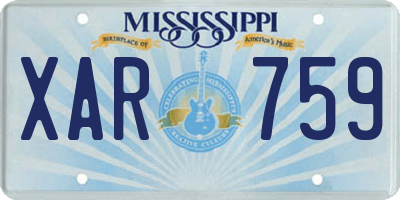 MS license plate XAR759