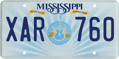 MS license plate XAR760