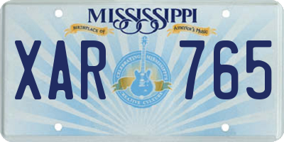MS license plate XAR765