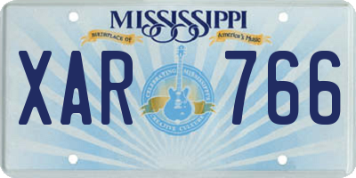 MS license plate XAR766